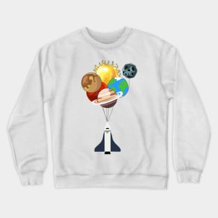 Aerospace Spaceshuttle Balloons Planets Crewneck Sweatshirt